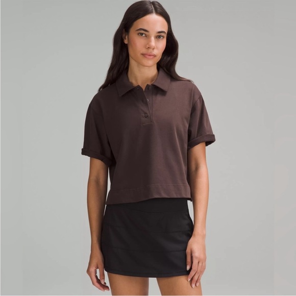 lululemon athletica Tops - Lululemon Espresso Brown Heavyweight Cotton Short Sleeve Polo Shirt